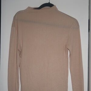 MANGO Sheer mock neck cream long sleeve blouse